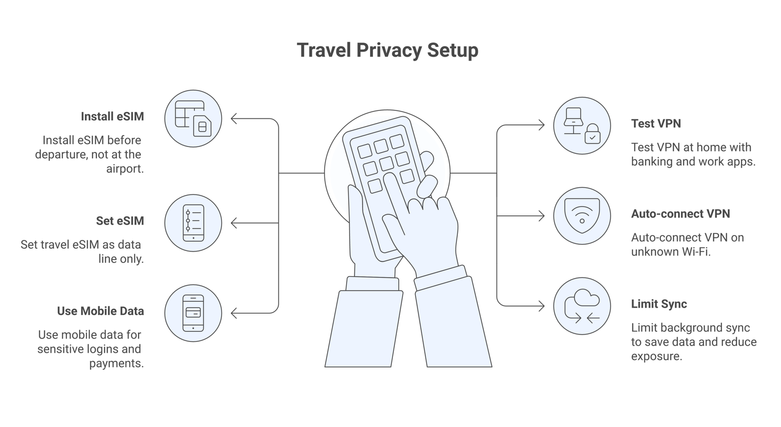 eSIM VPN privacy infographic